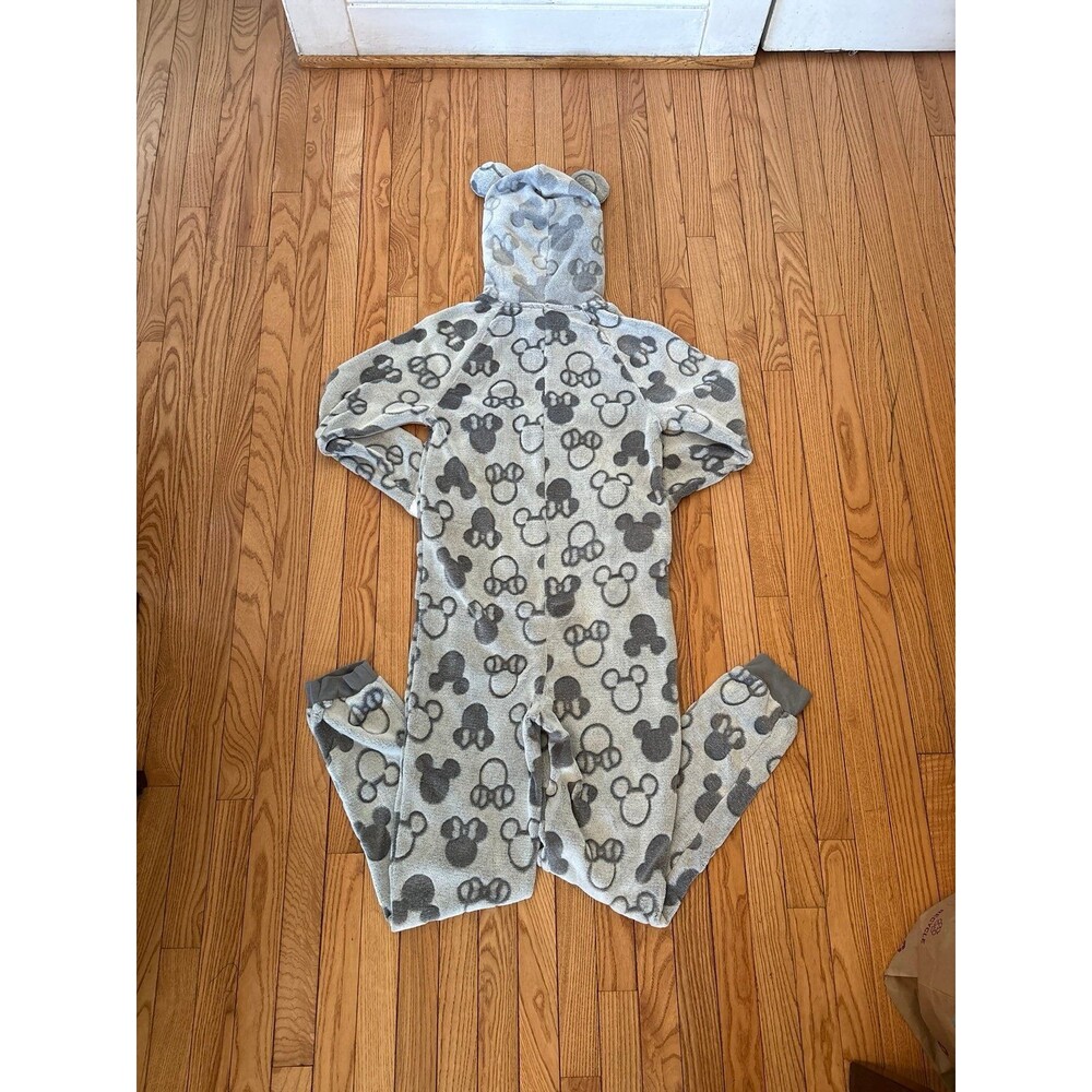Disney Mickey Mouse onesie jumpsuit black white gray pompom hooded teens juniors - Picture 6 of 6